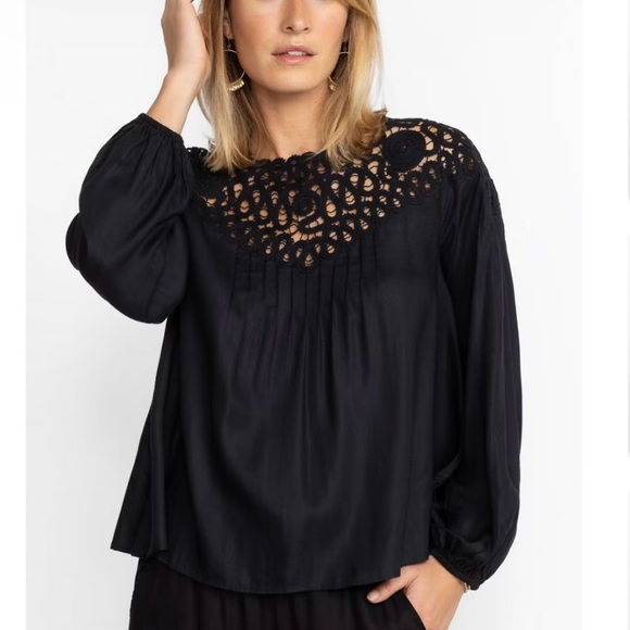 Johnny Was Tops - Johnny Was Cielito Modal blouse black crochet size XS